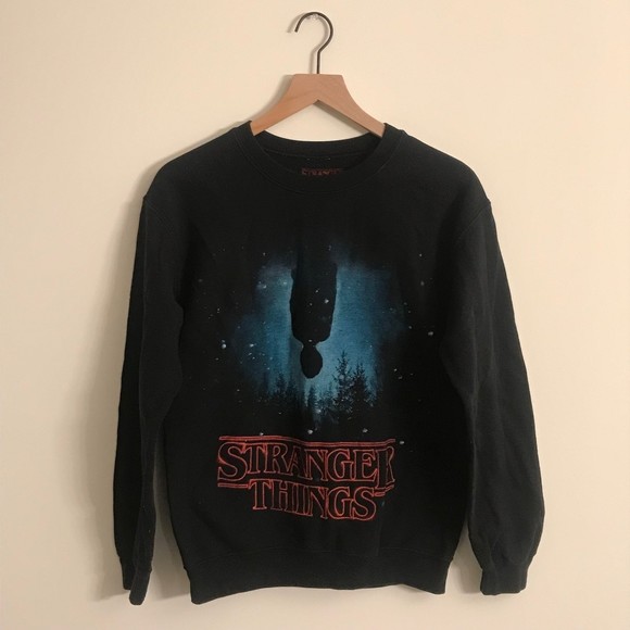 Sweaters - Stranger Things Graphic Print Black Crewneck Sweatshirt - Size Small
